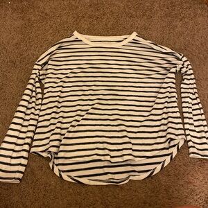 Time and Tru Black and White Striped Long Sleeve Tee